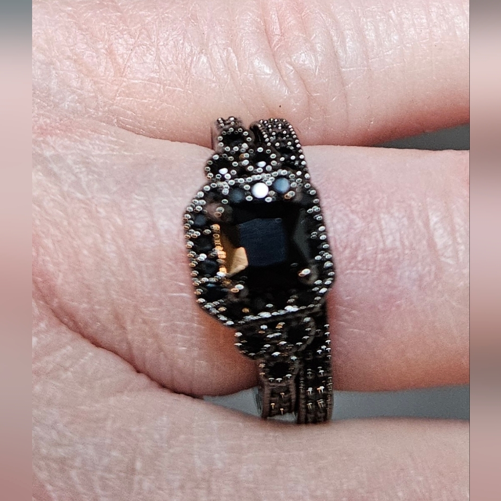 Black Ladies 2pc Set Rings Size 5 New